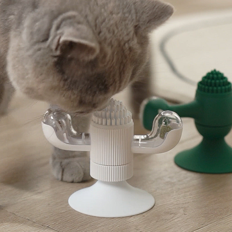 Juguete con hierba gatera y rueda giratoria para gatos